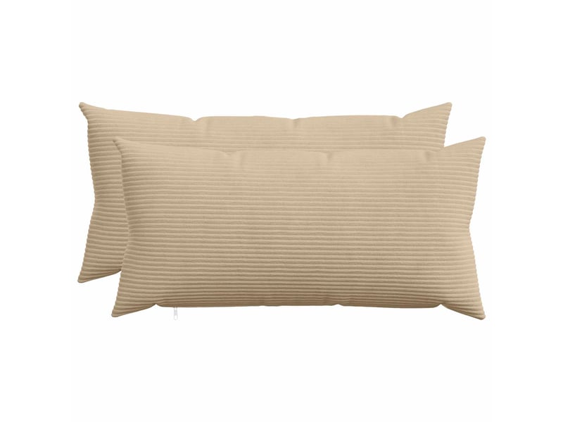 Lot de 2 housses de coussin heerlen taupe 40 x 80 cm velours côtelé cf49477 - Conforama B