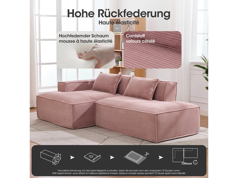  Canapé 3 places en tissu avec 2 coussins, assise ressorts ensachés et mousse haute densité, design épuré  - Conforama D