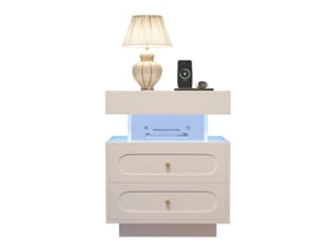 Table de nuit - truxen8 - led - 2 tiroirs - blanc - l50p40h60 cm
