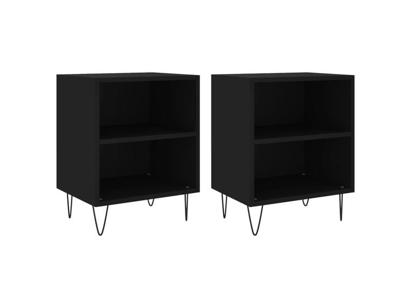  Lot de 2 tables de chevet - cabinet de chevet - table de nuit noir 40x30x50 cm bois d'ingénierie  - Conforama A