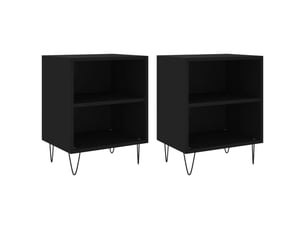Lot de 2 tables de chevet - cabinet de chevet - table de nuit noir 40x30x50 cm bois d'ingénierie