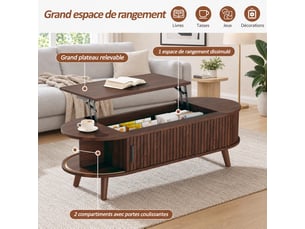 Table basse rectangulaire coloris marron <strong></strong> <strong></strong> - 50 cmx120 cm