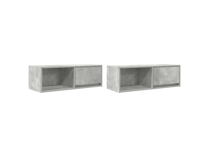  Lot de 2 meuble tv bas salon gris béton 80x31x25,5 cm bois d'ingénierie shl11204  - Conforama A