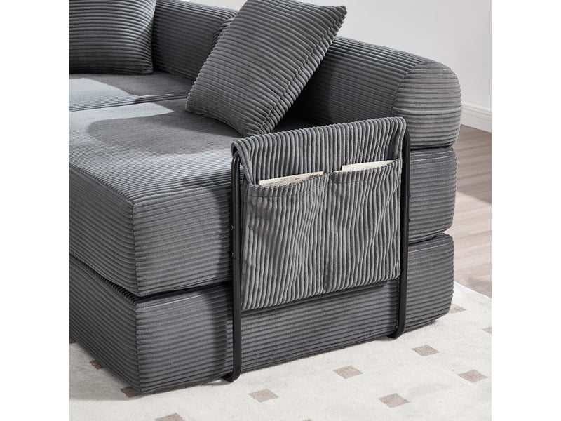  Canapé modulaire 270x180x64 cm 4 places gris foncé  - Conforama D