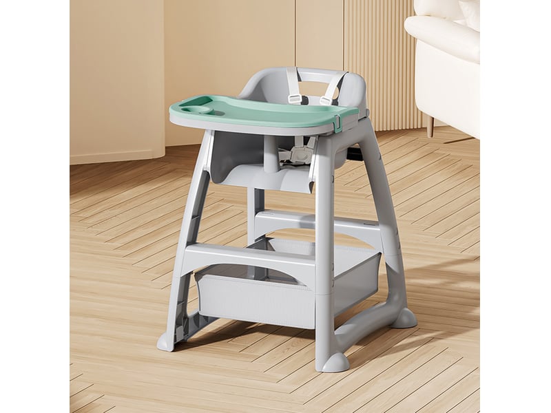  Chaise haute bébé grise en polypropylène avec tablette amovible et 3 plateaux interchangeables  - Conforama D