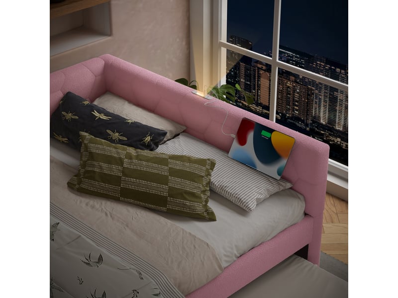  Lit en velours rose 140x200 cm  - Conforama B