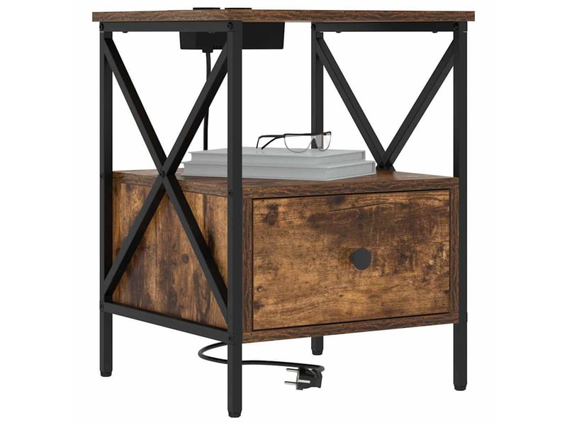 Table de chevet - cabinet de chevet - table de nuit 2 pièces chêne fumé 41,5 x 40,5 x 55 cm - Conforama B
