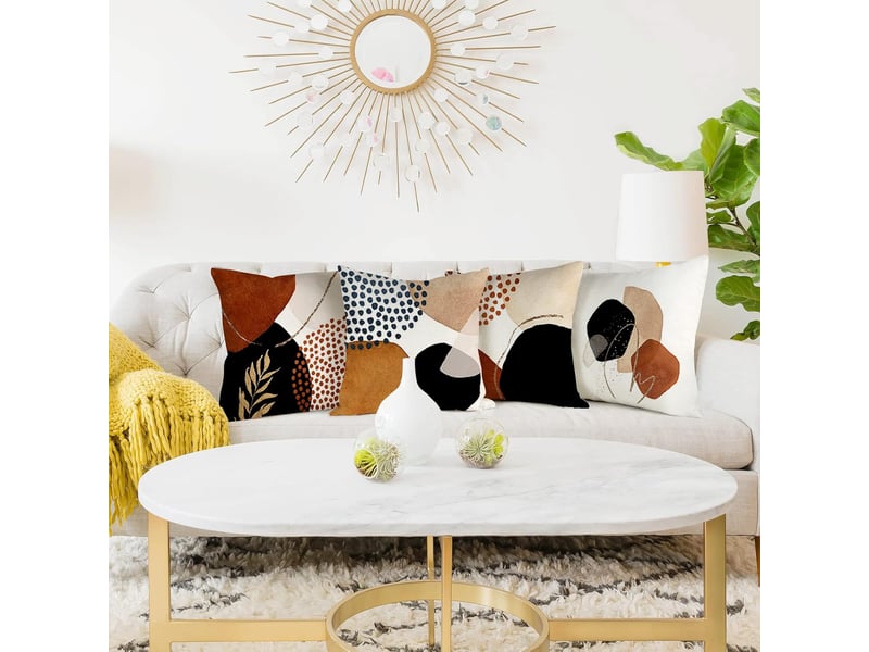  Lot de 4 housse de coussin - lot de 4 40 x 40 cm housse de coussin, housse coussin en lin coussin de canapé moderne boho motif abstrait pour chambre extérieur housse oreiller, blanc GSO-000086 - Conforama B