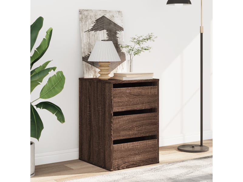  Commode chambre adulte, commode d'angle chêne marron 40x41x58 cm bois d'ingénierie  - Conforama C