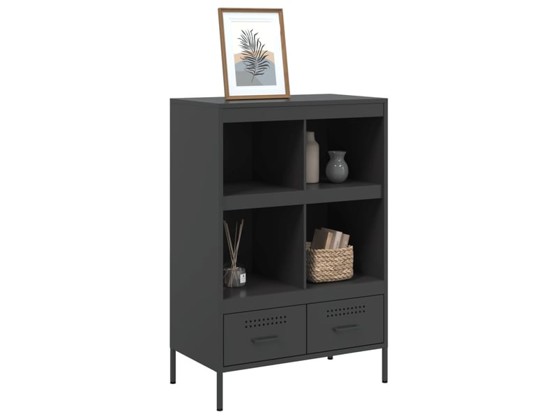  Buffet haut - bahut - meuble de rangement noir 68x39x101,5 cm acier  - Conforama D