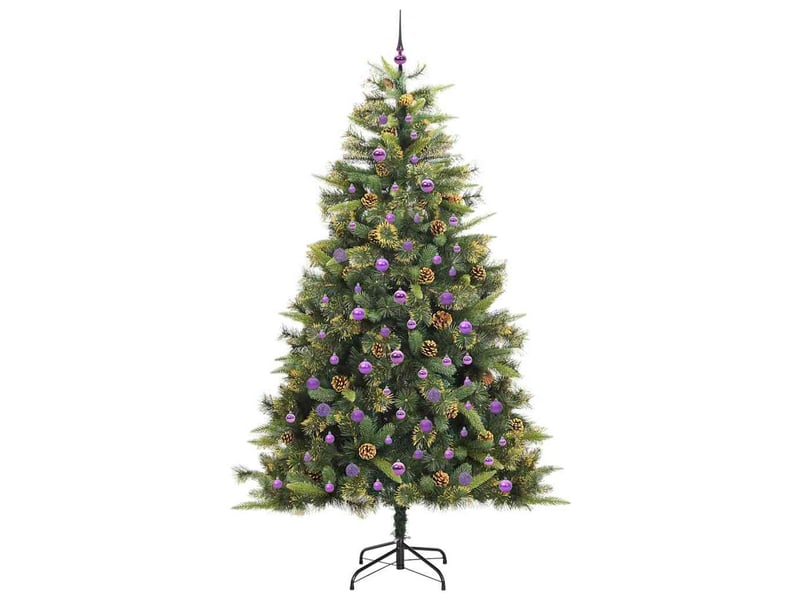 Sapin de noël - arbre de noël artificiel avec branches pliables et cônes 240 cm - Conforama D