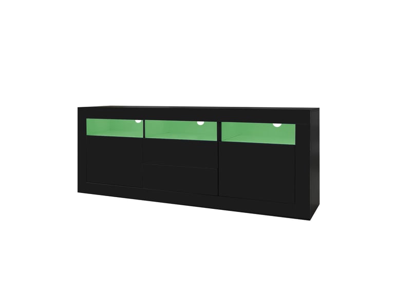  Meuble tv - noir brillant 160cm - leds synchronisées - app control - gestion câbles intégrée  - Conforama W