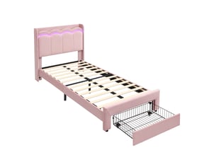 Lit simple 90x200 cm MODENUIT coloris rose