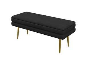 Banc coffre avec espace de rangement velours et acier noir 100 x 37,5 x 42 cm