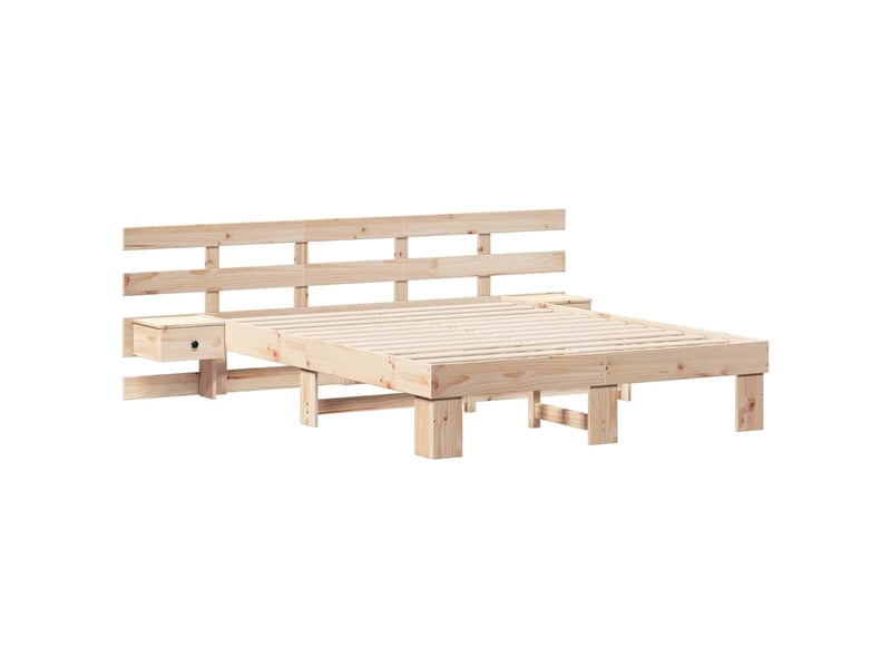  Lit double- lit adulte -  cadre de lit avec tête de lit marron 160 x 200 cm pin massif  - Conforama C