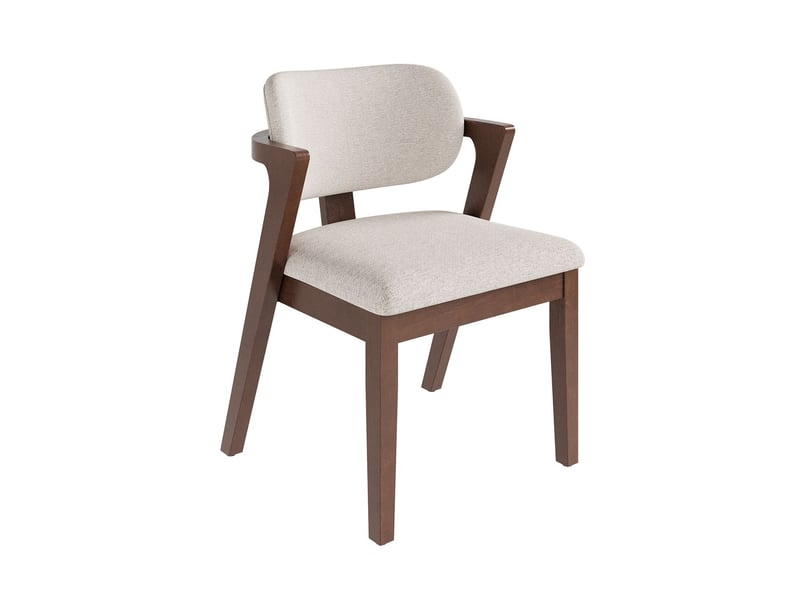  Lot de chaises 6 pièces structure en bois massif revêtement en lin finition aspect noyer teinte beige avoine style moderne assise respirante  - Conforama A
