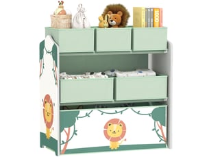 Étagère à jouets à 3 niveaux pour enfants avec 6 bacs amovibles en tissu non tissé, 63 x 30 x 66 cm, verte