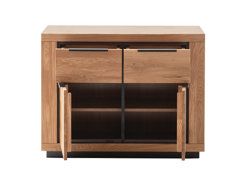  Commode 2 portes et 2 tiroirs coloris chêne massif huilé - longueur 102 × hauteur 80 × profondeur 40 cm  - Conforama C