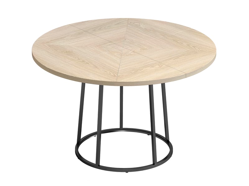  Table à manger ronde pour 4 à 6 personnes, ø 120 x 75 cm, table de cuisine avec piétement conique en métal, bois naturel  - Conforama B