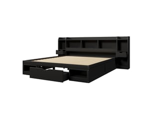 Lit avec rangement 180x200 cm KORFEE   coloris noir