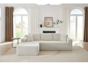 Canapé d’angle modulaire 252.5x163x65 cm 4 places chaise longue blanc