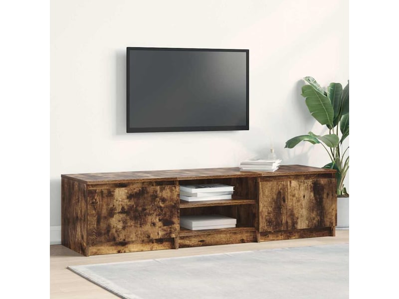  Meuble tv - banc tv - meuble de rangement chêne fumé 140x40x35,5 cm bois d'ingénierie  - Conforama B