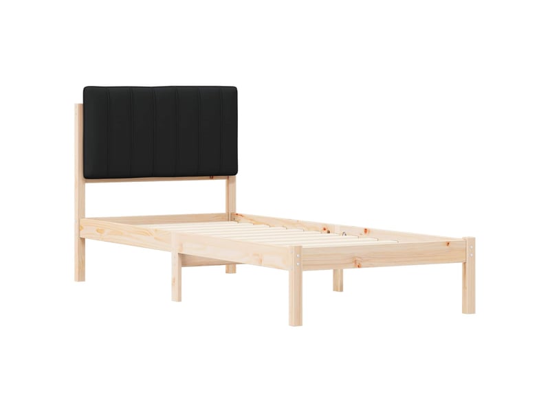 Lit simple- lit adulte - cadre de lit avec tête de lit rembourrée noir 80 x 200 cm - Conforama C