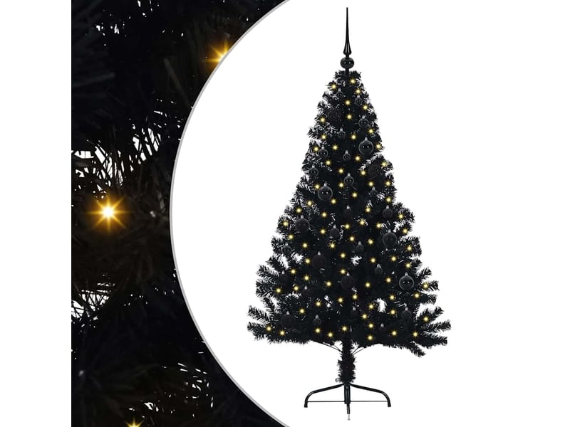 Sapin de noël artificiel, arbre de noël pré-éclairé noir 150 cm pvc shl990 - Conforama A