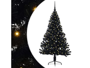 Sapin de noël artificiel, arbre de noël pré-éclairé noir 150 cm pvc shl990