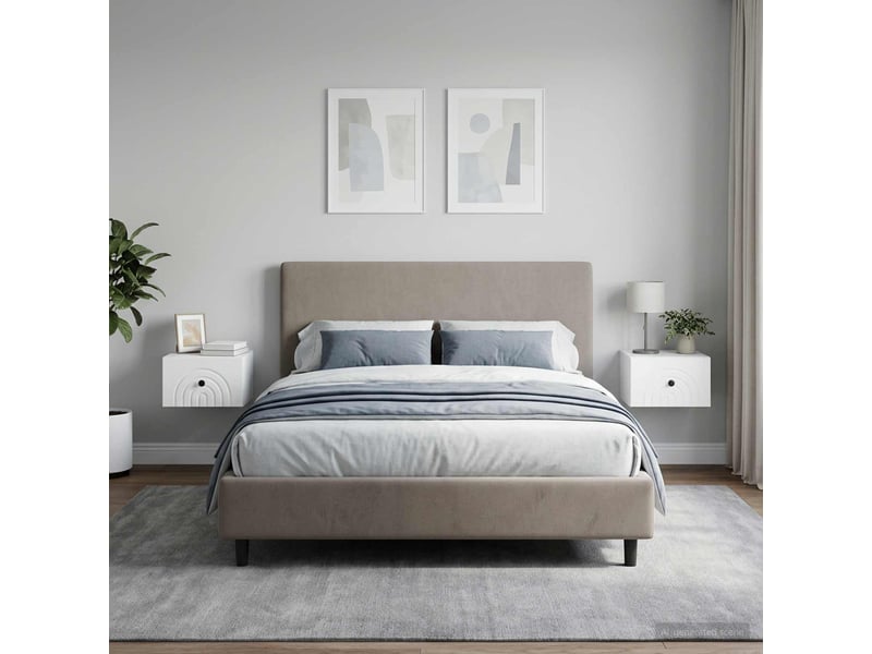  Table de chevet - cabinet de chevet - table de nuit mural 2 pc blanc 33 x 34,5 x 20 cm  - Conforama C
