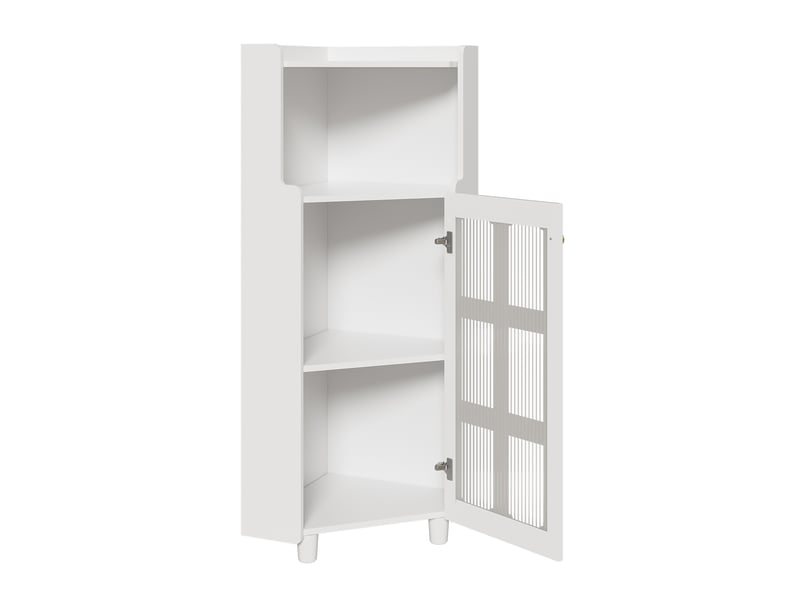 Meuble d’angle blanc 63,5 × 124 cm, finition laquée, led avec app - Conforama E