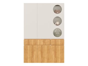 Armoire chambre 135x50x200 cm, avec 6 portes et 2 tiroirs, grand meuble de rangement moderne, en mdf, gris et naturel
