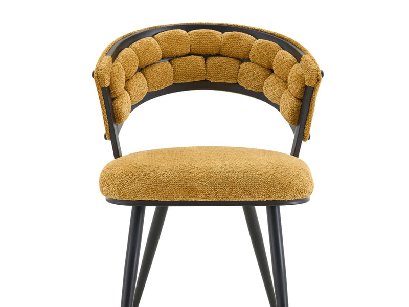  Lot de 2 chaises de salle à manger 63 x 57 x 77,5 cm jaune et noir, velours, dossier enveloppant  - Conforama A