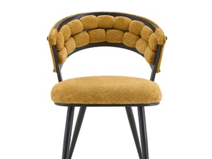 Lot de 2 chaises de salle à manger 63 x 57 x 77,5 cm jaune et noir, velours, dossier enveloppant
