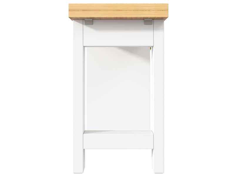  Îlot de cuisine extensible avec led, 3 tiroirs et portes vitrées, blanc, 120-200x40x75,5 cm  - Conforama E