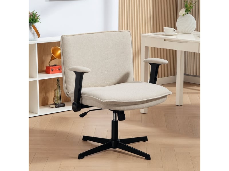  Chaise de bureau rosaros accoudoirs rabattables siège large crème  - Conforama C
