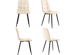 Lot de 4 chaises en velours coloris blanc avec pieds en métal