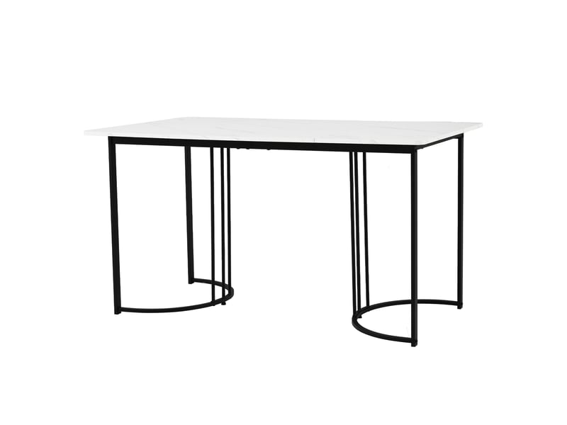  Ensemble table et chaises 5 pièces, table à manger avec 4 chaises en velours, plateau effet marbre, table de cuisine 140 x 80 cm  - Conforama W