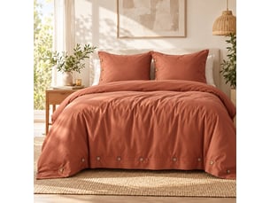 Housse de couette 240 x 220 cm + 2 taies 65 x 65 cm 100% percale de coton 120 fils perrine tomette