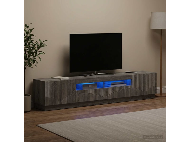 Meuble tv bas de salon, meuble tv led hoorn 3 pcs sonoma gris bois d'ingénierie - Conforama C
