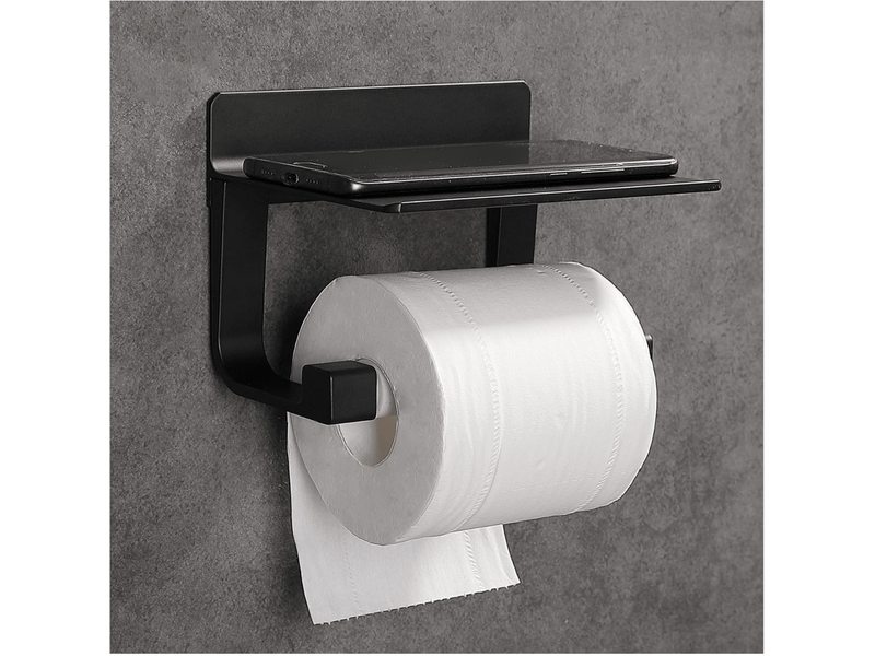  Porte-papier toilette mural, porte-papier toilette auto-adhésif, aluminium noir  - Conforama B