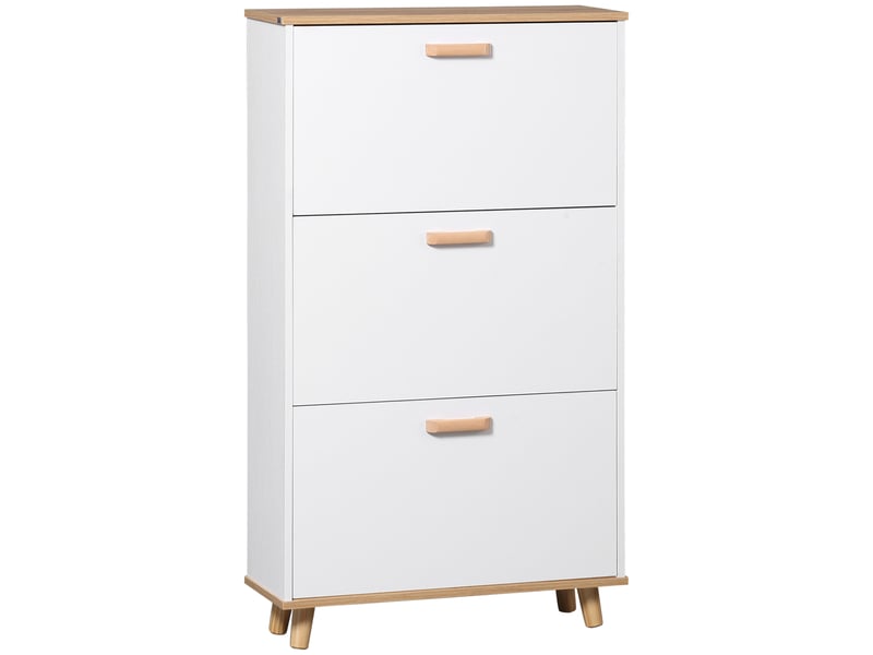  Meuble à chaussures style scandinave 3 abattants 70 x 23,5 x 122 cm blanc  - Conforama A