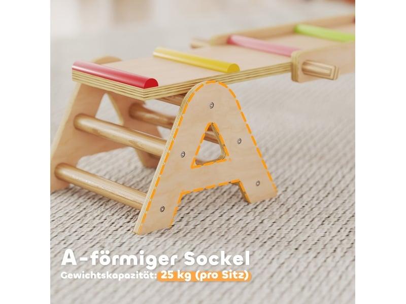 Planche d'équilibre enfant 133x38x24 cm multicolore en bois, bascule 2 en 1 avec structure stable - Conforama D