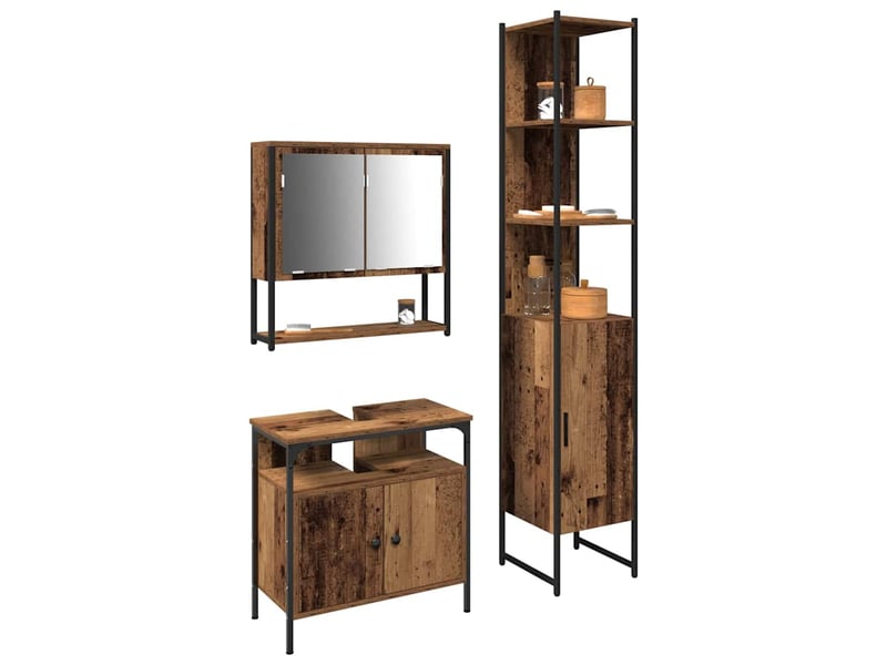 Ensemble de mobilier de salle de bain 3 pc bois ancien cf64255 - Conforama C
