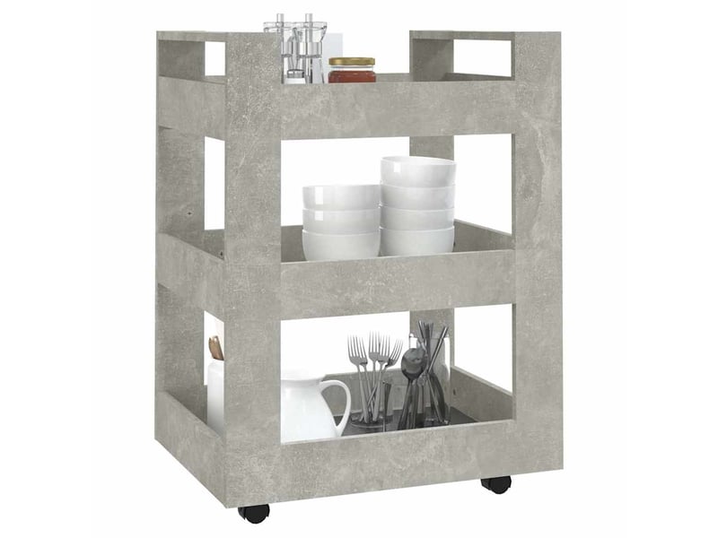  Desserte de cuisine, chariot de rangement gris béton 60x45x80 cm bois d'ingénierie shl77723  - Conforama D
