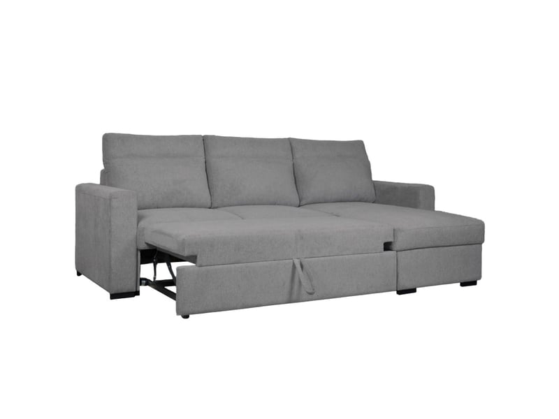  Canapé d'angle réversible solaro convertible avec coffre en tissu - gris foncé SOLARO - Conforama B