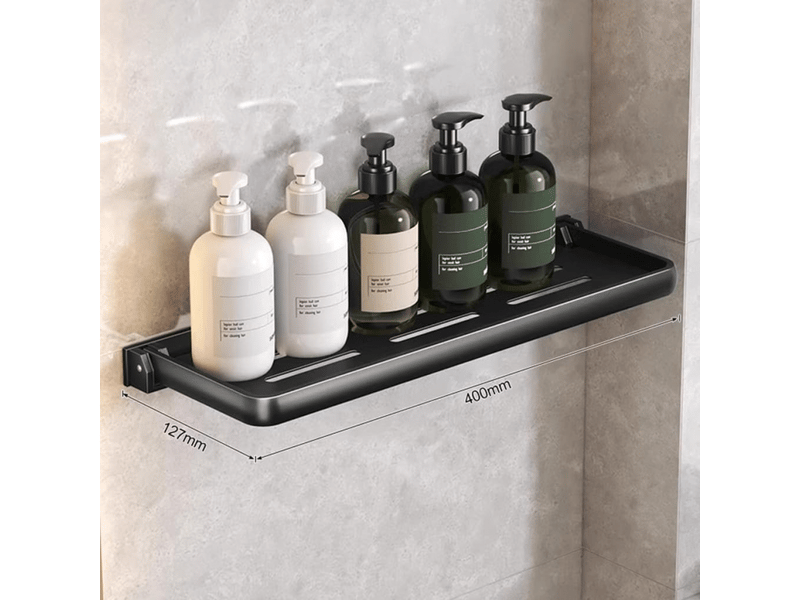  Étagère murale pliable pour salle de bain, convient pour salle de bain, cuisine, camping-car, gris pistolet, 40 cm  - Conforama D