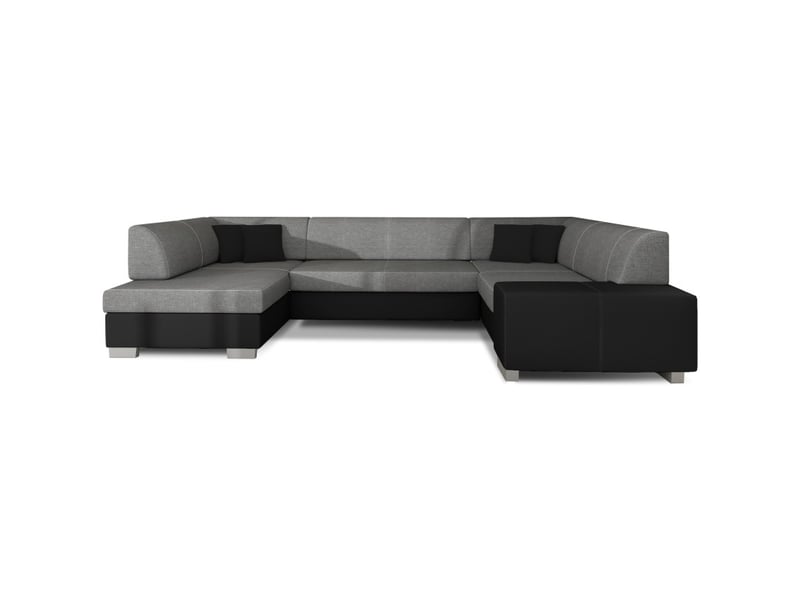  Canapé panoramique en u gris foncé &amp; noir convertible 6 places havane fonction lit intégrée  - Conforama A