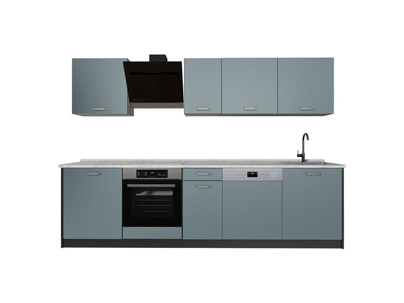  Vicco cuisine, bleu-grisanthracite, 280cm sans plan de travail  - Conforama A