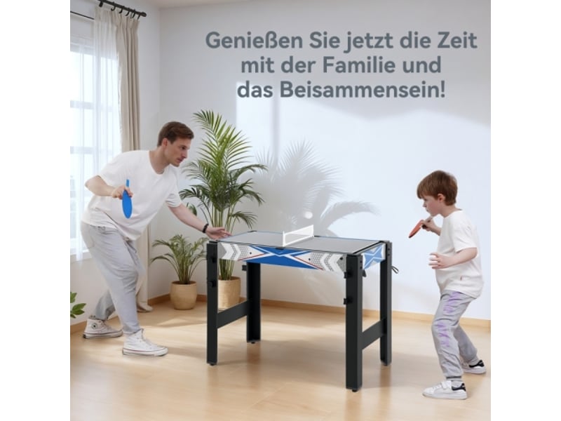  Table de jeu 5 en 1, billard, ping-pong, hockey, basket, tir à l’arc, mdf, bleu  - Conforama B